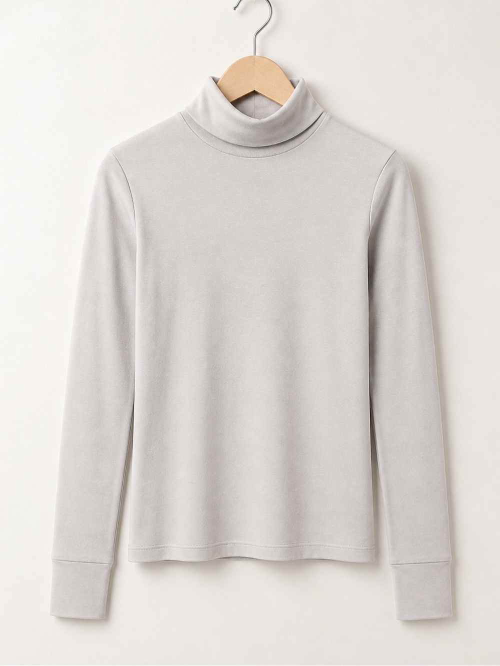 Michael Stars Neutral Cement 100% Pima Cotton Lightweight Fitted Turtleneck Top